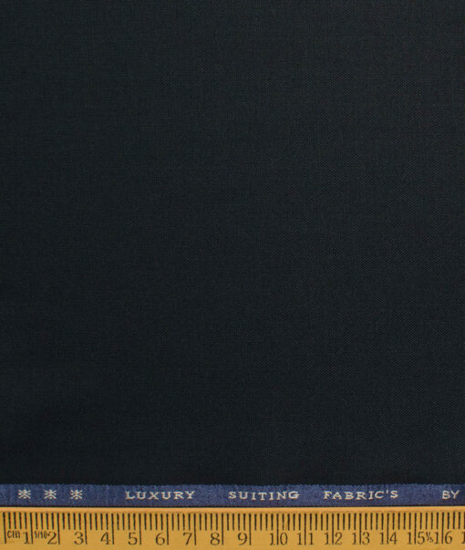 Canetti by Cadini Italy Men's Polyester Viscose  Solids 3.75 Meter Unstitched Suiting Fabric (Dark Blue)