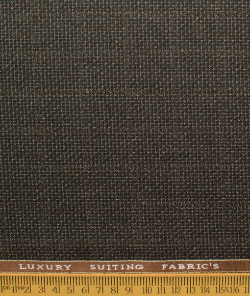 Canetti by Cadini Italy Men's Polyester Viscose  Checks 3.75 Meter Unstitched Suiting Fabric (Dark Brown)