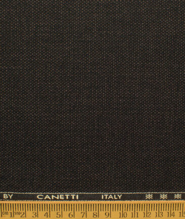 Canetti by Cadini Italy Men's Polyester Viscose  Structured 3.75 Meter Unstitched Suiting Fabric (Dark Brown)