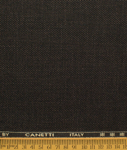 Canetti by Cadini Italy Men's Polyester Viscose  Structured 3.75 Meter Unstitched Suiting Fabric (Dark Brown)