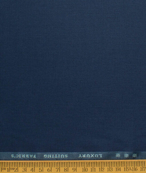 Canetti by Cadini Italy Men's Polyester Viscose  Solids 3.75 Meter Unstitched Suiting Fabric (Dark Royal Blue)
