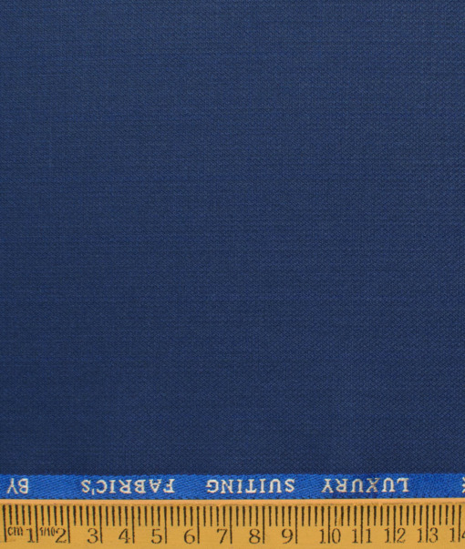 Canetti by Cadini Italy Men's Polyester Viscose  Structured 3.75 Meter Unstitched Suiting Fabric (Dark Royal Blue)