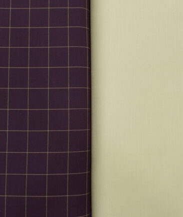 Combo of Unstitched Canetti Dark Wine Cotton  and Burgoyne Beige Cotton