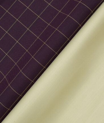 Combo of Unstitched Canetti Dark Wine Cotton  and Burgoyne Beige Cotton