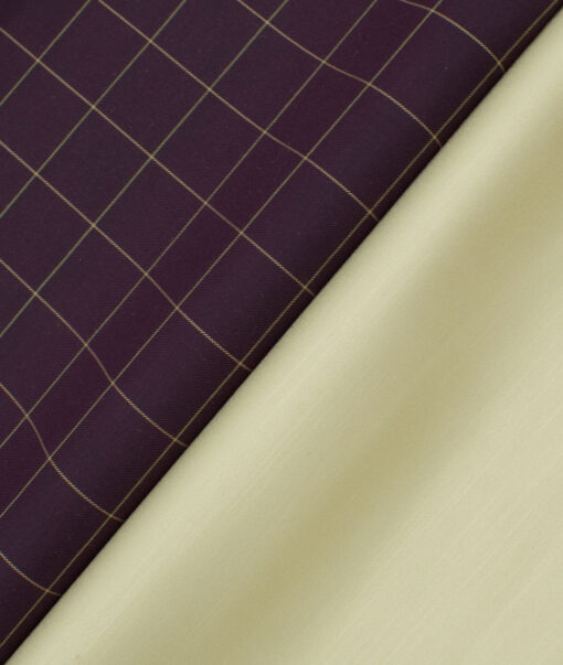 Combo of Unstitched Canetti Dark Wine Cotton  and Burgoyne Beige Cotton
