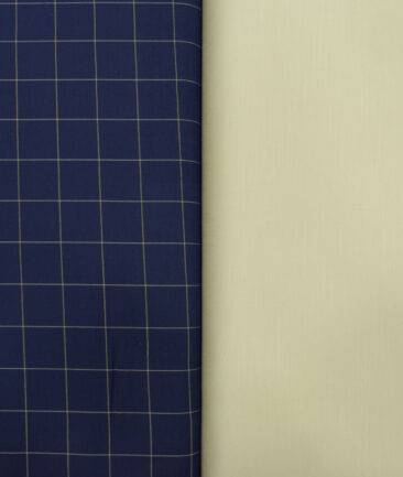 Combo of Unstitched Canetti Dark Royal Blue Cotton  and Burgoyne Beige Cotton