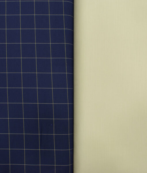 Combo of Unstitched Canetti Dark Royal Blue Cotton  and Burgoyne Beige Cotton