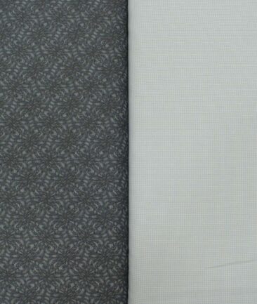 Combo of Unstitched Birla Century Dark Grey Cotton  and J.Hampstead Light Grey Polyester Viscose