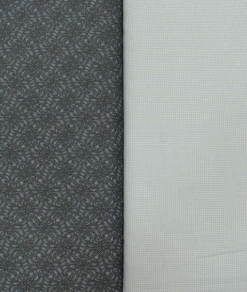Combo of Unstitched Birla Century Dark Grey Cotton  and J.Hampstead Light Grey Polyester Viscose