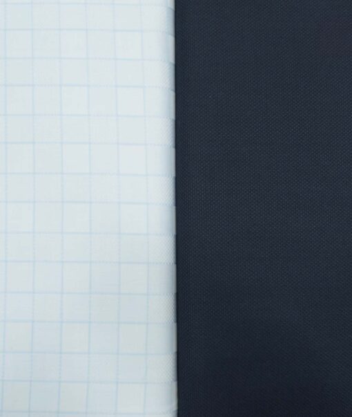 Combo of Unstitched Birla Century Sky Blue Cotton  and J.Hampstead Dark Blue Polyester Viscose
