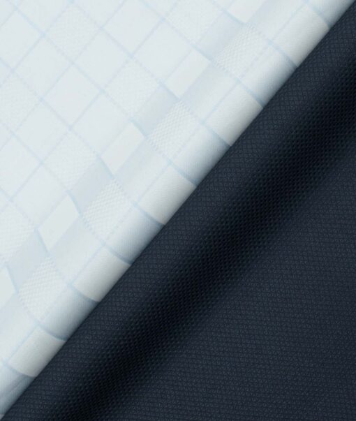 Combo of Unstitched Birla Century Sky Blue Cotton  and J.Hampstead Dark Blue Polyester Viscose