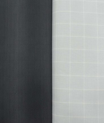 Combo of Unstitched Soktas Blackish Grey Cotton  and J.Hampstead Light Grey Polyester Viscose