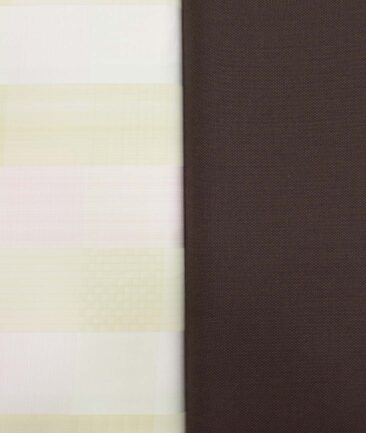Combo of Unstitched Soktas Pink Cotton  and J.Hampstead Umber Brown Polyester Viscose