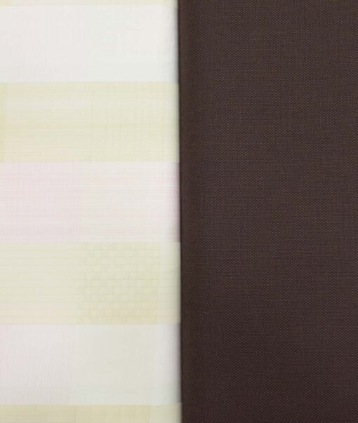 Combo of Unstitched Soktas Pink Cotton  and J.Hampstead Umber Brown Polyester Viscose