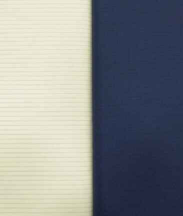 Combo of Unstitched Cotton Fusion Yellow Poly Cotton Shirt Fabric and J.Hampstead Dark Royal Blue Polyester Viscose Trouser Fabric