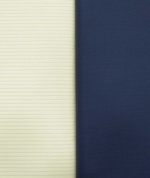 Combo of Unstitched Cotton Fusion Yellow Poly Cotton Shirt Fabric and J.Hampstead Dark Royal Blue Polyester Viscose Trouser Fabric
