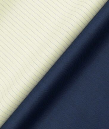 Combo of Unstitched Cotton Fusion Yellow Poly Cotton Shirt Fabric and J.Hampstead Dark Royal Blue Polyester Viscose Trouser Fabric