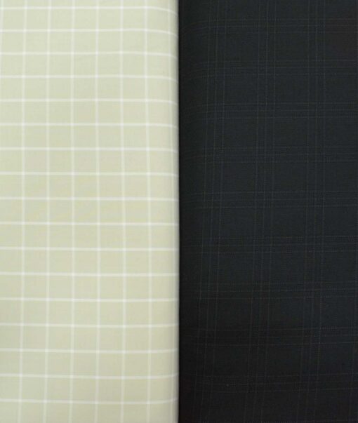 Combo of Unstitched Canetti Beige Cotton Shirt and Raymond Black Polyester Viscose Trouser Fabric