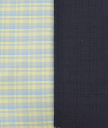 Combo of Unstitched Soktas Yellow Cotton  and Raymond Dark Purple Polyester Viscose