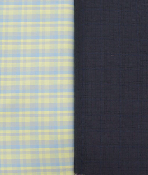 Combo of Unstitched Soktas Yellow Cotton  and Raymond Dark Purple Polyester Viscose