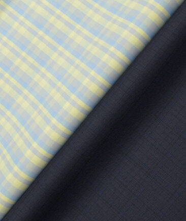 Combo of Unstitched Soktas Yellow Cotton  and Raymond Dark Purple Polyester Viscose