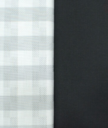 Combo of Unstitched Birla Century White Cotton  and Raymond Blackish Grey Polyester Viscose