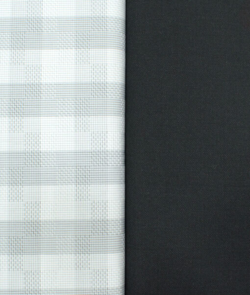 Combo of Unstitched Birla Century White Cotton  and Raymond Blackish Grey Polyester Viscose