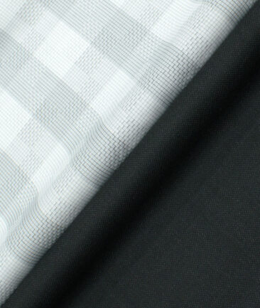 Combo of Unstitched Birla Century White Cotton  and Raymond Blackish Grey Polyester Viscose