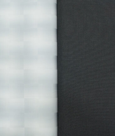 Combo of Unstitched Birla Century White Cotton  and Raymond Dark Grey Polyester Viscose