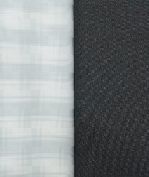 Combo of Unstitched Birla Century White Cotton  and Raymond Dark Grey Polyester Viscose