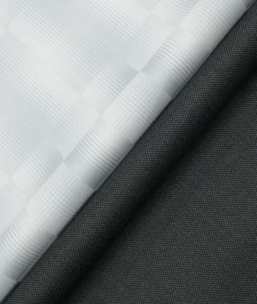Combo of Unstitched Birla Century White Cotton  and Raymond Dark Grey Polyester Viscose