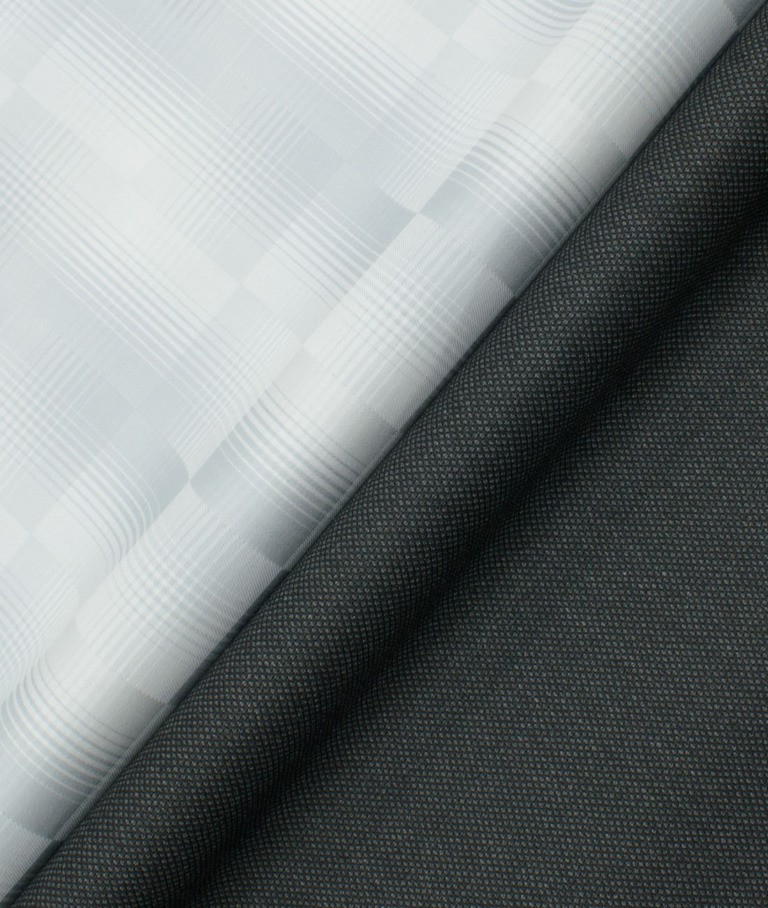Combo of Unstitched Birla Century White Cotton  and Raymond Dark Grey Polyester Viscose
