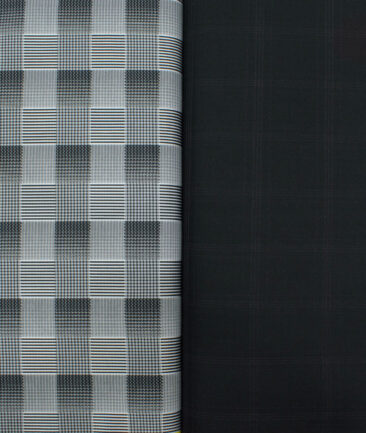 Combo of Unstitched Birla Century White Cotton  and Raymond Black Polyester Viscose