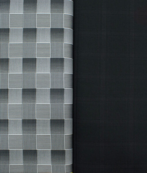 Combo of Unstitched Birla Century White Cotton  and Raymond Black Polyester Viscose