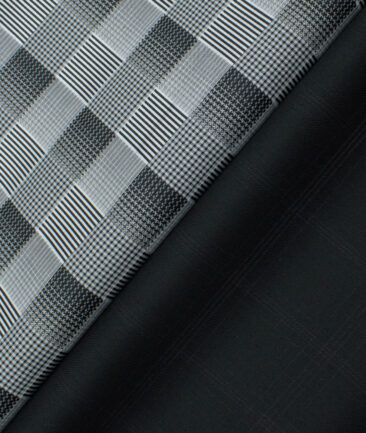 Combo of Unstitched Birla Century White Cotton  and Raymond Black Polyester Viscose