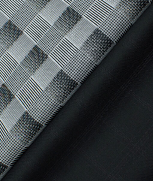 Combo of Unstitched Birla Century White Cotton  and Raymond Black Polyester Viscose