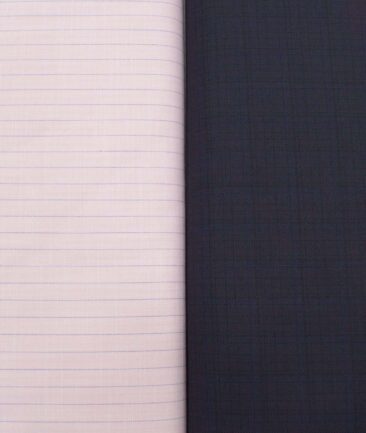 Combo of Unstitched Mafatlal Pink Poly Cotton Shirt Fabric and Raymond Dark Wine Polyester Viscose Trouser Fabric