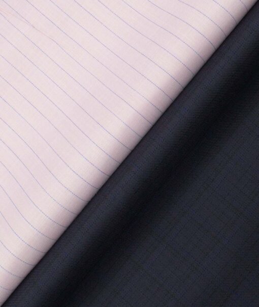 Combo of Unstitched Mafatlal Pink Poly Cotton Shirt Fabric and Raymond Dark Wine Polyester Viscose Trouser Fabric