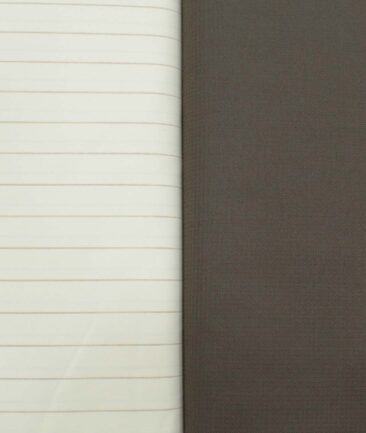 Combo of Unstitched Mafatlal Cream Poly Cotton Shirt Fabric and Raymond Brown Polyester Viscose Trouser Fabric