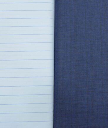 Combo of Unstitched Mafatlal Sky Blue Poly Cotton Shirt Fabric and Raymond Royal Blue Polyester Viscose Trouser Fabric