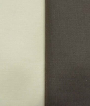 Combo of Unstitched Mafatlal Beige Poly Cotton Shirt Fabric and Raymond Brown Polyester Viscose Trouser Fabric