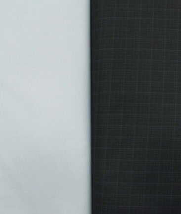 Combo of Unstitched Mafatlal Light Grey Poly Cotton Shirt Fabric and Raymond Blackish Grey Polyester Viscose Trouser Fabric
