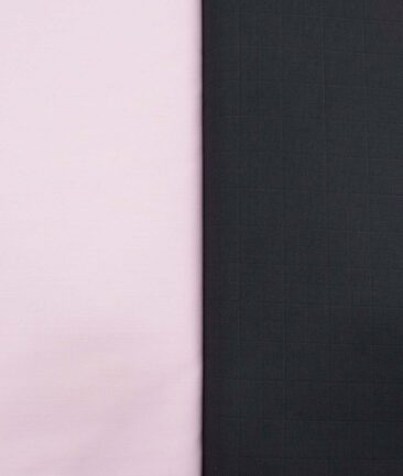 Combo of Unstitched Mafatlal Pink Poly Cotton Shirt Fabric and Raymond Dark Wine Polyester Viscose Trouser Fabric