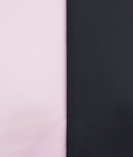 Combo of Unstitched Mafatlal Pink Poly Cotton Shirt Fabric and Raymond Dark Wine Polyester Viscose Trouser Fabric