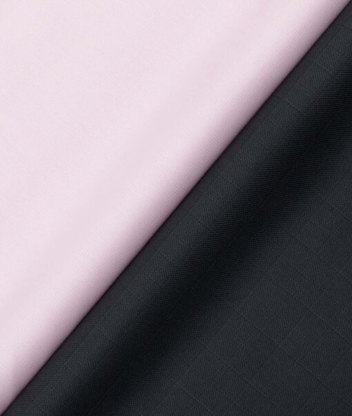 Combo of Unstitched Mafatlal Pink Poly Cotton Shirt Fabric and Raymond Dark Wine Polyester Viscose Trouser Fabric