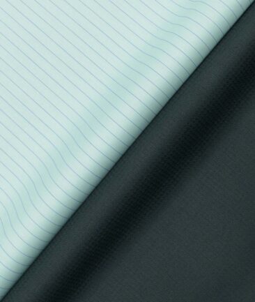 Combo of Unstitched Cotton Fusion Mint Green Poly Cotton Shirt Fabric and Raymond Dark Green Polyester Viscose Trouser Fabric
