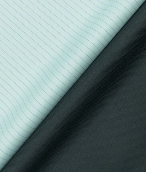 Combo of Unstitched Cotton Fusion Mint Green Poly Cotton Shirt Fabric and Raymond Dark Green Polyester Viscose Trouser Fabric