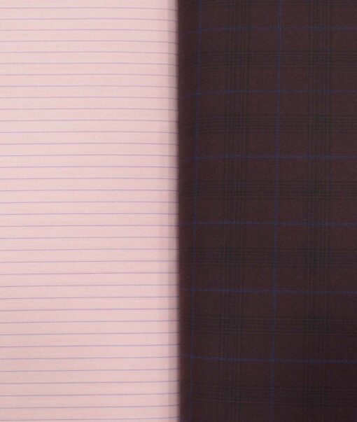 Combo of Unstitched Cotton Fusion Pink Poly Cotton Shirt Fabric and Raymond Dark Wine Polyester Viscose Trouser Fabric