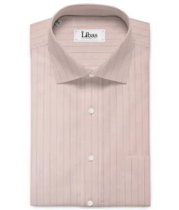 Mafatlal Men's Poly Cotton Striped 2.25 Meter Unstitched Shirting Fabric (Pink)