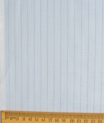 Mafatlal Men's Poly Cotton Striped 2.25 Meter Unstitched Shirting Fabric (Sky Blue)